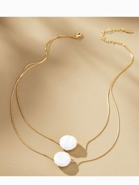 Anthropologie Gold Layered Pearl Necklace